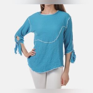 IC Collection Pucker Knit Tie Sleeve Tunic